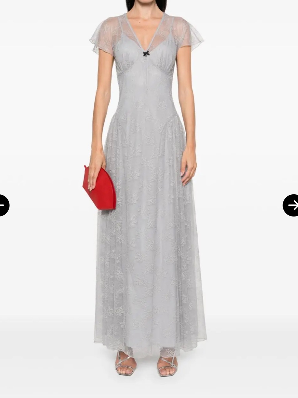 ROTATE BY BIRGER CHRISTENSEN Lace V-Neck Maxi Evening Dress, 32/XXS - Picture 7 of 8